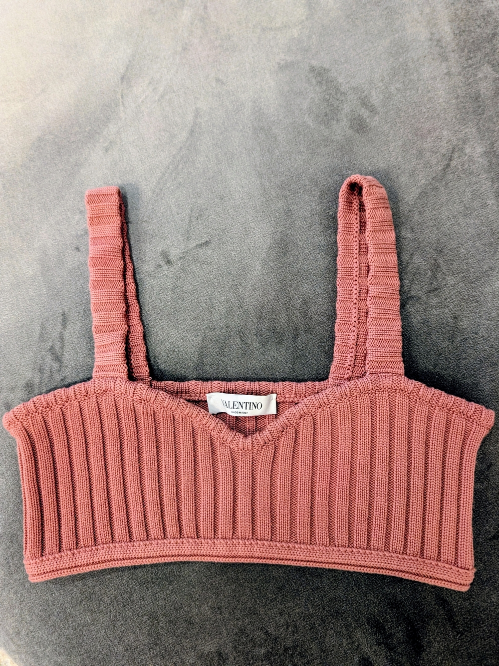 VALENTINO Knit Ribbed Cropped Tank